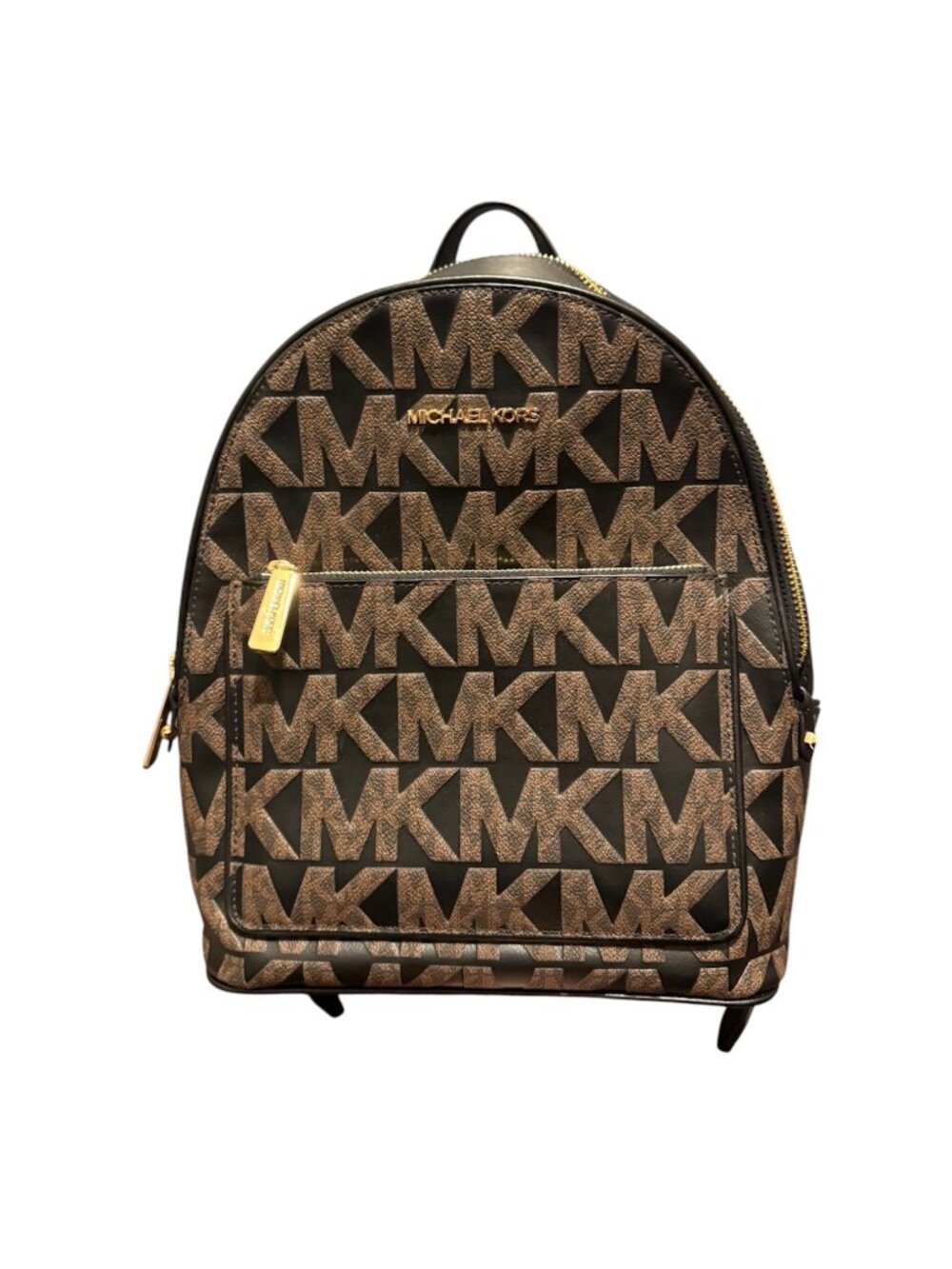 Michael Kors Adina Abbey Med Backpack Pebbled PVC/Leather Blk/Brwn Check Des